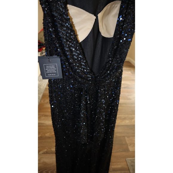 Mac Duggal 26331 Women's Sz 6 Midnight Blue Sequin Sleeveless Sheath Gown $398 - Picture 8 of 8